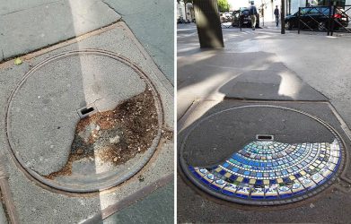 Humble Street Artist Fills Potholes With Colorful Mosaics